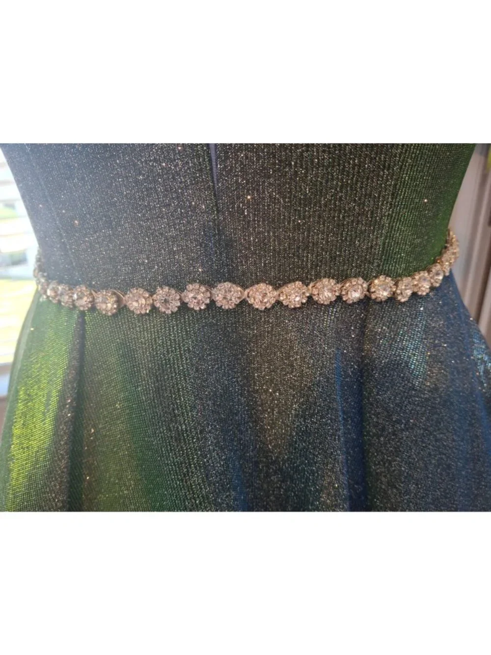 JVN by Jovani Gown Size 2 Green Glitter Halter Rhinestone Prom Formal Dress